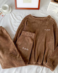 Winter soft velvet pajamas set Cozy velvet sleepwear for winter Velvet pajama set for cold weather comfort Luxurious winter loungewear in velvet Soft and plush velvet pajamas for chilly nights Warm velvet sleep set for winter nesting Stylish velvet pajamas for cold weather relaxation Comfortable winter pajama set in velvet fabric Velvet sleepwear ensemble for cozy nights in Winter velvet pajamas with matching top and bottoms