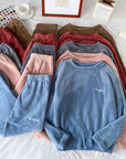 Winter soft velvet pajamas set Cozy velvet sleepwear for winter Velvet pajama set for cold weather comfort Luxurious winter loungewear in velvet Soft and plush velvet pajamas for chilly nights Warm velvet sleep set for winter nesting Stylish velvet pajamas for cold weather relaxation Comfortable winter pajama set in velvet fabric Velvet sleepwear ensemble for cozy nights in Winter velvet pajamas with matching top and bottoms