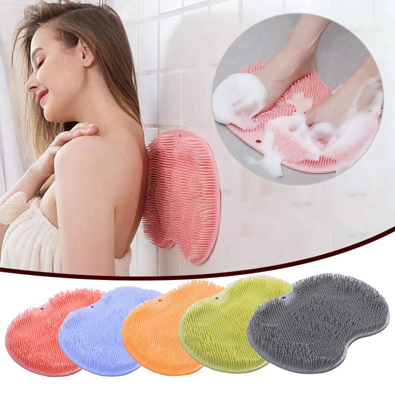 Bath mat back massage brush Silicone massage bristle mat Shower exfoliating mat Spa-like bath experience Non-slip massage bath mat Relaxing shower accessory Rejuvenating bath brush Silicone bristle shower mat Shower safety and comfort Self-care shower essential