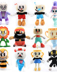 Cuphead merchandise Collectible plushies Video game plush dolls Cuphead characters Cartoon plush toys Mugman plushies Cute game character dolls Cuphead fan merchandise Stuffed Cuphead figures Animated plush collectibles