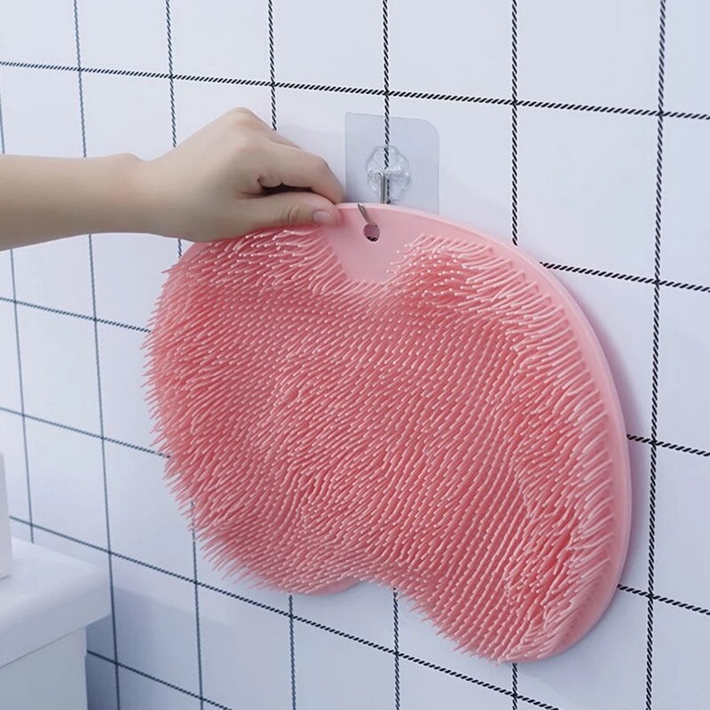 Bath mat back massage brush Silicone massage bristle mat Shower exfoliating mat Spa-like bath experience Non-slip massage bath mat Relaxing shower accessory Rejuvenating bath brush Silicone bristle shower mat Shower safety and comfort Self-care shower essential