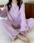 Winter soft velvet pajamas set Cozy velvet sleepwear for winter Velvet pajama set for cold weather comfort Luxurious winter loungewear in velvet Soft and plush velvet pajamas for chilly nights Warm velvet sleep set for winter nesting Stylish velvet pajamas for cold weather relaxation Comfortable winter pajama set in velvet fabric Velvet sleepwear ensemble for cozy nights in Winter velvet pajamas with matching top and bottoms