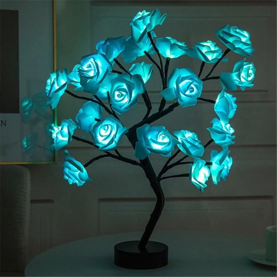 Blossom Bliss Glowing Rose Tree LED rose tree decor Whimsical glowing rose tree Romantic ambiance lighting Lifelike rose blossom lights Enchanting home decor centerpiece LED flower tree decoration Magical garden-inspired decor Soft glow rose tree lights Romantic home lighting accent