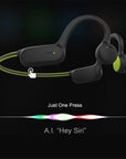 Bone conduction headphones Open ear audio headset Waterproof headphones Outdoor audio gear Bone conduction technology Ambient noise awareness Secure fit headphones Workout audio headset Innovative audio solution Waterproof bone conduction headset