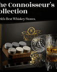 Connoisseur's whiskey set Whiskey stones and glass set Whiskey enthusiast gift Whiskey lover's gift set Whiskey aficionado set Premium whiskey accessories Whiskey stones and palm glass set Whiskey connoisseur's collection Palm glass and stones set Luxury whiskey gift set