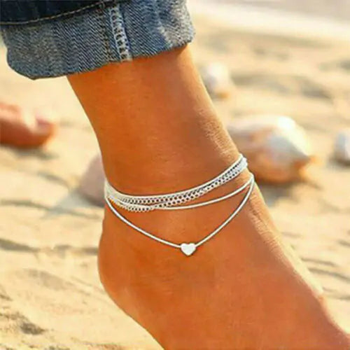 Women's fashion love heart ankle bracelet, Heart-shaped anklet for women's fashion, Stylish ankle bracelet with heart charm, Feminine love heart ankle accessory, Women's trendy ankle bracelet with heart design, Fashionable anklet with heart pendant, Chic ankle jewelry with love heart detail, Elegant ankle chain with heart charm for women, Women's delicate love heart anklet, Trendy ankle accessory with heart motif for fashion-forward women,