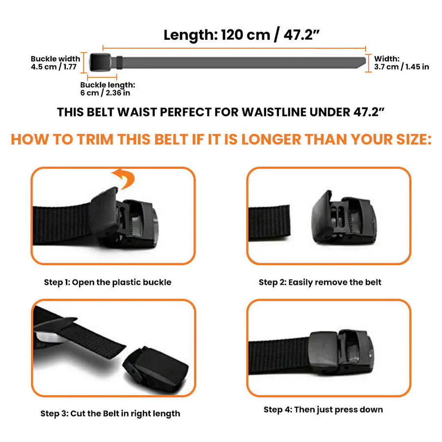 Men's military-style adjustable webbing belt, featuring a durable cam buckle for hiking, traveling, and everyday carry.
