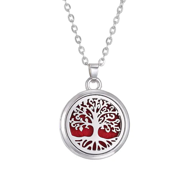 Aromatherapy necklace Tree of life pendant Essential oil diffuser necklace Nature-inspired jewelry Aromatherapy jewelry Stylish wellness accessory Essential oil necklace Tranquility pendant Relaxation jewelry Aromatherapy diffuser pendant