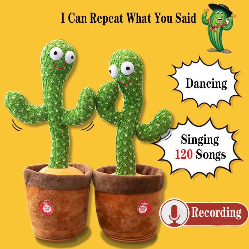 "A cuddly and interactive baby cactus toy that sings, dances, and repeats your words for endless entertainment