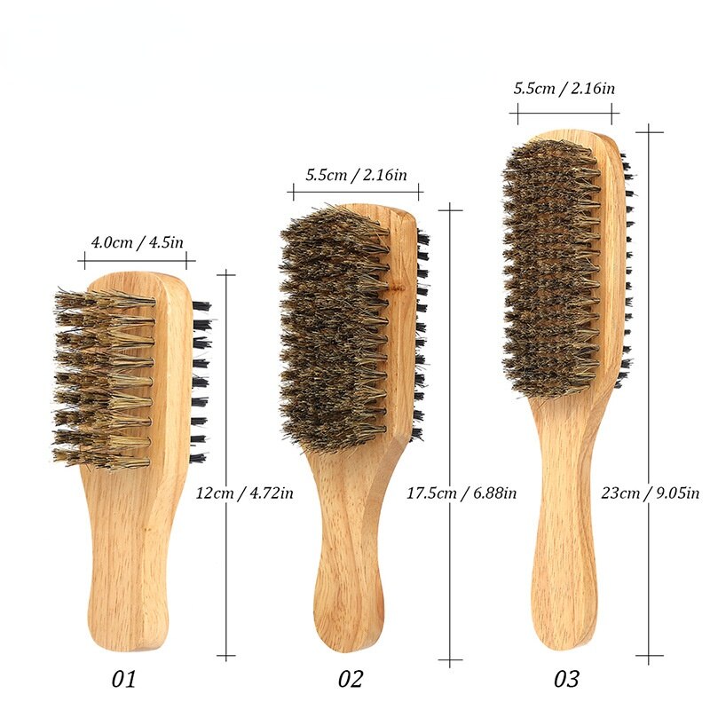 Wooden Boar Bristle Brush for Hair and Beard