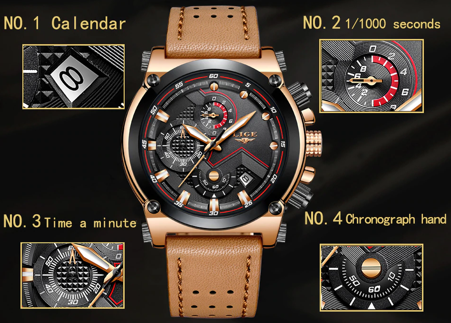 Affordable Luxury Quartz Watch for Men, Midsize Digital Fashion Watch by Lige