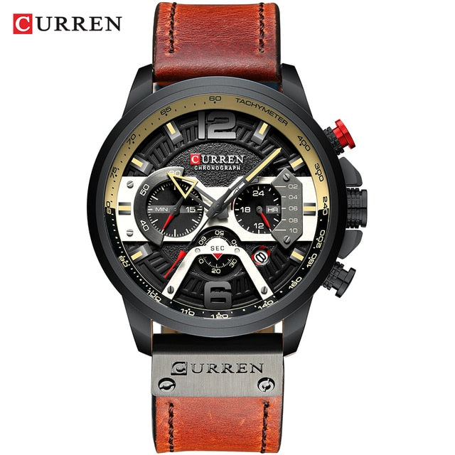 Military Leather Chronograph Wristwatch | Tactical and Durable Timepiece