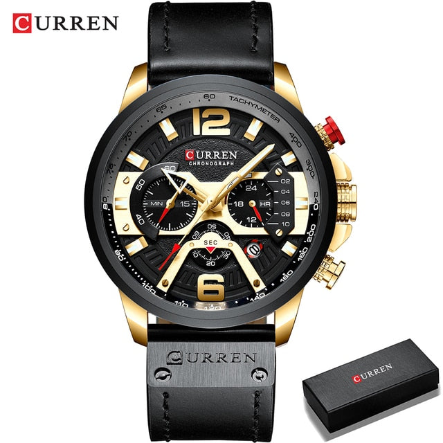 Military Leather Chronograph Wristwatch | Tactical and Durable Timepiece