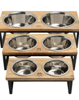 Wood & metal elevated feeder, Elevated feeder for pets, Stylish pet feeding station, Elevated pet bowl stand, Modern wood and metal pet feeder, Elevated dog or cat feeder, Elevated feeding station for pets, Wooden and metal pet bowl holder, Contemporary pet feeding solution, Elevated feeder for improved pet digestion,