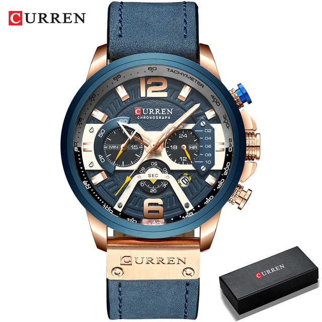 Military Leather Chronograph Wristwatch | Tactical and Durable Timepiece