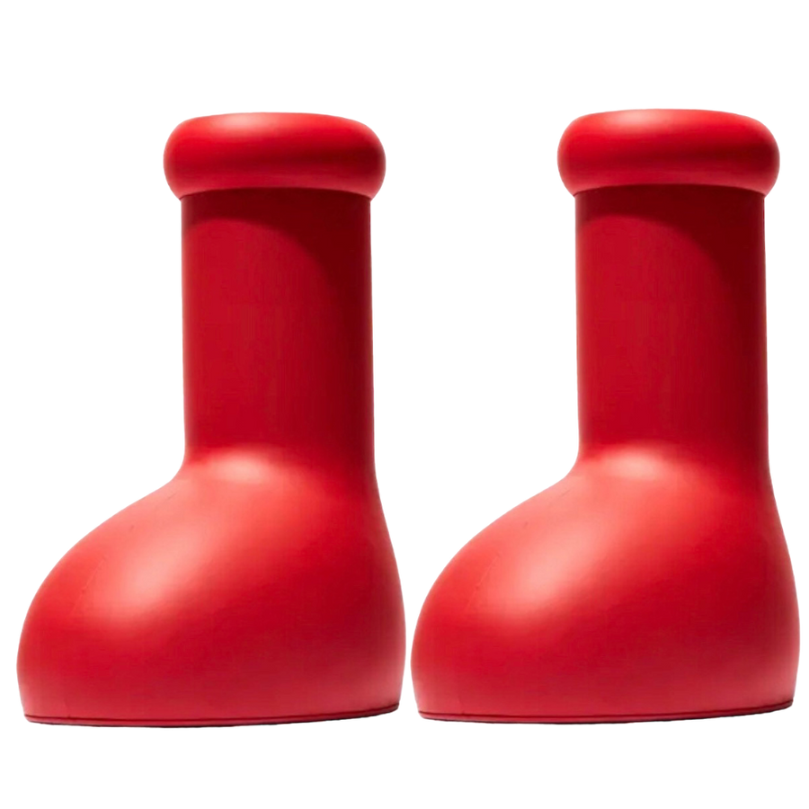 Big red boots Bold fashion footwear Statement boots Vibrant red shoes Stylish red footwear Eye-catching boots Fashionable statement shoes Bold footwear choice Red boots for standout style Trendy red boots