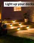 Waterproof solar deck step lights Solar-powered outdoor step lights Waterproof LED deck lights Solar deck lighting for steps Weather-resistant solar step lights Outdoor solar lights for deck stairs Solar-powered pathway lights Waterproof outdoor lighting for decks Solar deck rail lights LED step lights with solar power