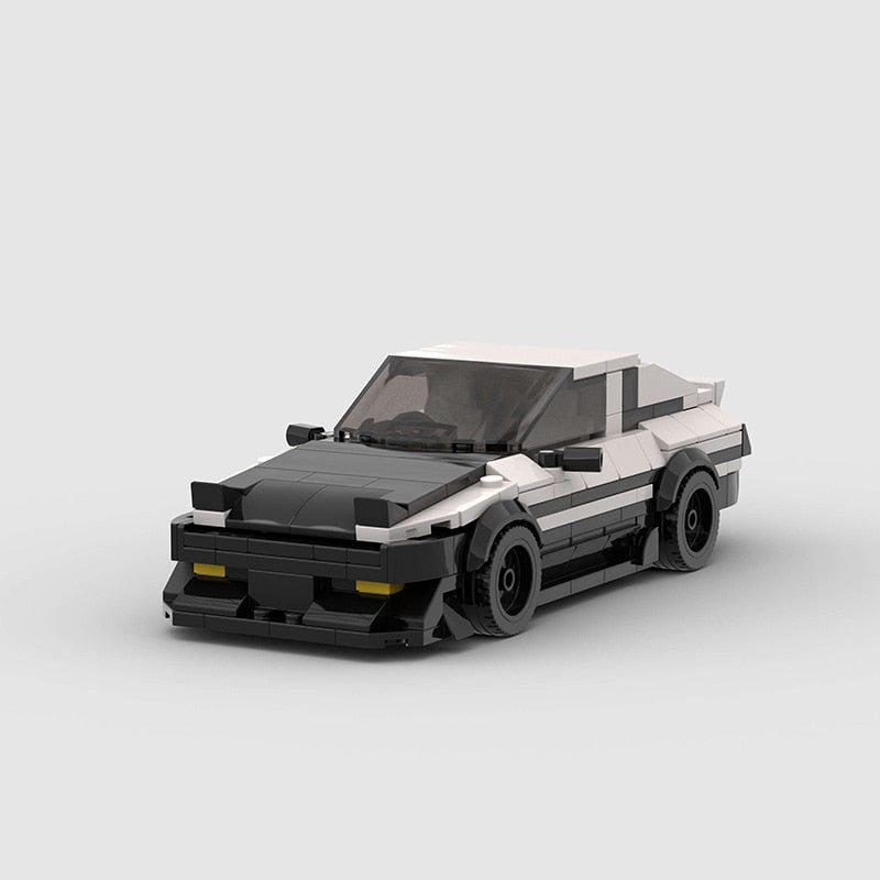 AE86 replica toy car Building blocks drift car Black and white toy car model Iconic AE86 building blocks set Drift car brick toy Collectible car building kit Customizable toy car replica Detailed brick car construction set Toy car for drifting enthusiasts AE86-inspired brick toy