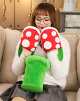 Plush slippers inspired by the Cannibal Flower from Super Mario, designed for comfort and style.