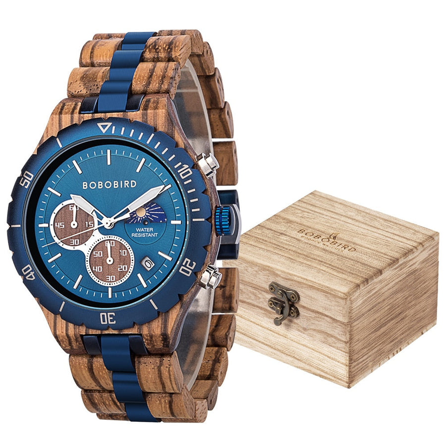 Luxury Wooden Chronograph Watch for Men