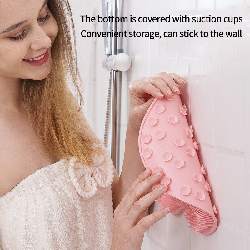 Bath mat back massage brush Silicone massage bristle mat Shower exfoliating mat Spa-like bath experience Non-slip massage bath mat Relaxing shower accessory Rejuvenating bath brush Silicone bristle shower mat Shower safety and comfort Self-care shower essential