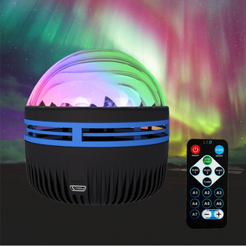 Aurora projector Sphere projector Aurora borealis light Relaxation ambiance Colorful mood lighting Ceiling light projector Magical atmosphere creator LED aurora effect Adjustable lighting settings Home relaxation device