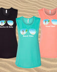 Aviator bride tank top Beach bachelorette party attire Flowy muscle tank tops Bride vibes muscle tanks Beach vibes tank tops Bachelorette party apparel Aviator themed clothing Beach party tank tops Women's summer tops Bridal party attire