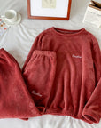 Winter soft velvet pajamas set Cozy velvet sleepwear for winter Velvet pajama set for cold weather comfort Luxurious winter loungewear in velvet Soft and plush velvet pajamas for chilly nights Warm velvet sleep set for winter nesting Stylish velvet pajamas for cold weather relaxation Comfortable winter pajama set in velvet fabric Velvet sleepwear ensemble for cozy nights in Winter velvet pajamas with matching top and bottoms