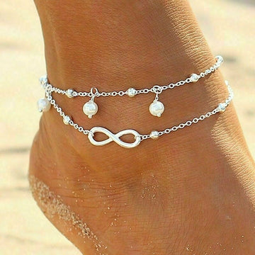 Women double ankle bracelet Double-layer ankle chain for women Layered anklet with dual strands Two-tier ankle bracelet for females Double chain anklet for ladies Women's ankle jewelry with two strands Dual-layer ankle accessory for women Layered ankle chain with double design Feminine ankle bracelet with dual layers Two-strand anklet for stylish women