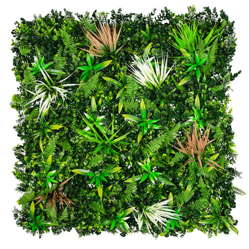 Wild tropics artificial vertical garden Faux vertical garden with wild tropics theme Artificial tropical wall panel with lush greenery Decorative vertical garden featuring wild tropics accents Synthetic vertical garden with vibrant tropical plants Wild tropics artificial green wall for indoor and outdoor decor Tropical-inspired artificial greenery wall with lush foliage Faux vertical garden panel adorned with wild tropics motifs Wild tropics artificial plant wall for home and event decor S