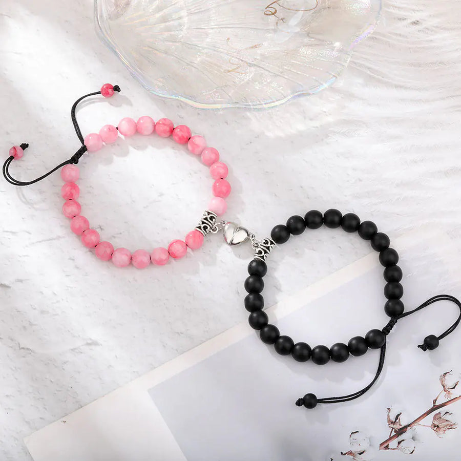 Natural Stone Beads Couple Magnetic Bracelets for Long Distance Relationship