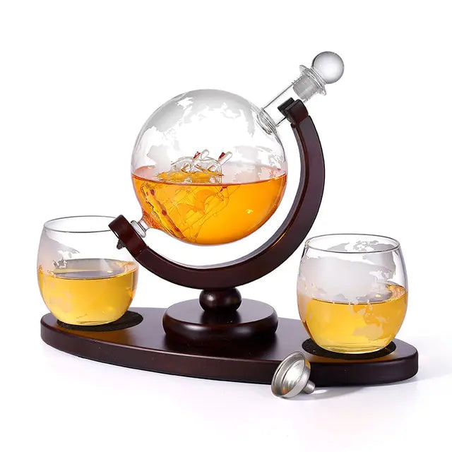 Whiskey decanter globe wine aerator glass set Globe-shaped whiskey decanter with wine aerator and glasses Elegant glassware set for whiskey and wine enthusiasts Decorative globe decanter with built-in wine aerator Stylish whiskey decanter set with accompanying wine glasses Unique globe-shaped decanter and aerator glassware set Luxury barware set for serving whiskey and aerating wine Premium glass set for whiskey and wine aficionados Globe decanter with integrated wine aerator and matching glasses