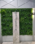 White oasis artificial vertical garden Faux vertical garden with white oasis design Artificial oasis wall panel with white foliage Decorative vertical garden featuring white oasis accents Synthetic oasis wall with lifelike white plants White oasis artificial green wall for indoor and outdoor decor Oasis-inspired artificial greenery wall with white elements Faux vertical garden panel adorned with white oasis motifs White oasis artificial plant wall for home and event decor 