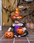 Witch hat with LED light Light-up witch hat for Halloween LED illuminated witch hat Glowing Halloween witch hat Witch costume accessory with lights LED witch hat for spooky night vibes Illuminated hat for witchy costumes Lighted Halloween witch hat for parties Glowing accessory for witch costumes LED light-up hat for Halloween festivities