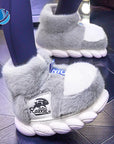 Warm plush lining slippers Cozy fur-lined slippers Fuzzy slip-ons for warmth Soft fleece-lined house slippers Winter indoor slippers with plush lining Comfortable faux fur slippers Fluffy bedroom slippers for cold nights Snug slip-on shoes with plush interior Toasty warm slippers for chilly evenings Comfy fur-trimmed slippers